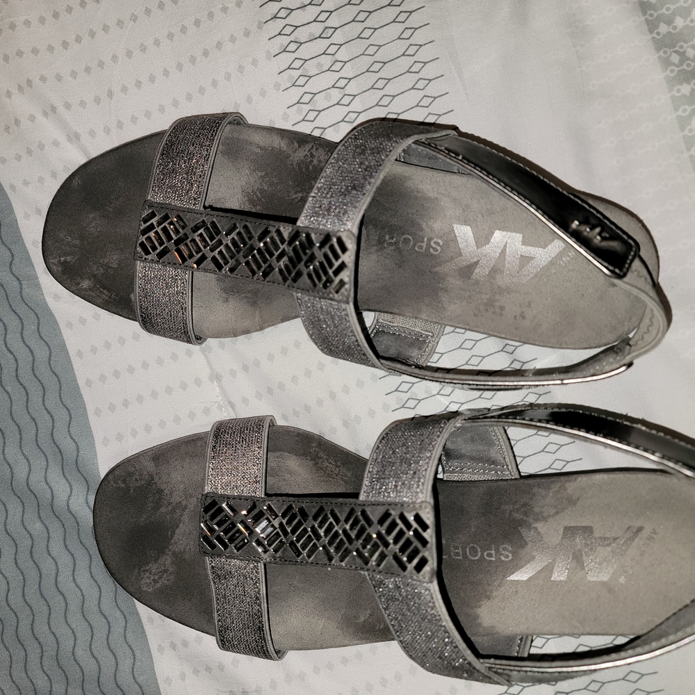 AK Sport Silver Strappy Sandals